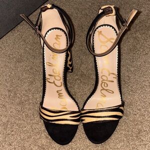 Sam Edelman Zebra Print Brown and Tan Heels